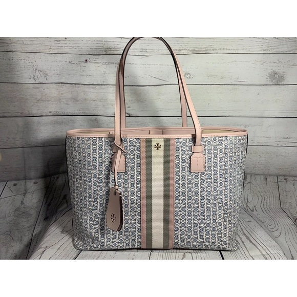 Tory Burch Gemini Link Canvas Tote Pink - Picture 1 of 6
